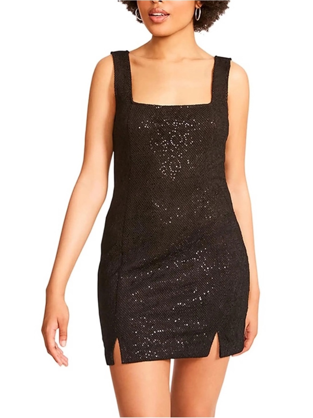 BB Dakota Black Sequin Square-Neck Mini Dress size 4 NWT